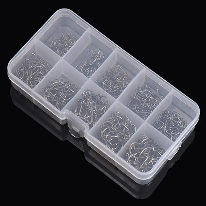 High-Quality Fishing Hooks Set, 600pcs Carbon Steel Fishhooks with Sharp Barbed Design, Portable Plastic Box Included, Ideal for Peaceful Pleasures Health and Wellness 1box 1