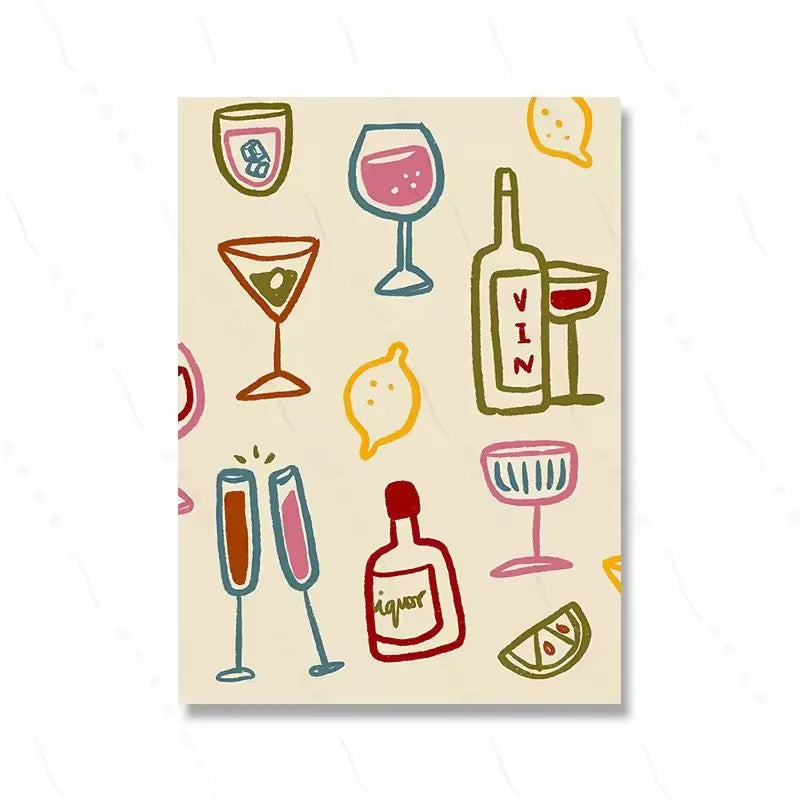 Wine Glass Alcohol Poster Wine Glass Alcohol Abstract Canvas Printing Poster Wall Art Decoration Painting Home Art Decor Peaceful Pleasures Health and Wellness 1 30x40cm Unframed