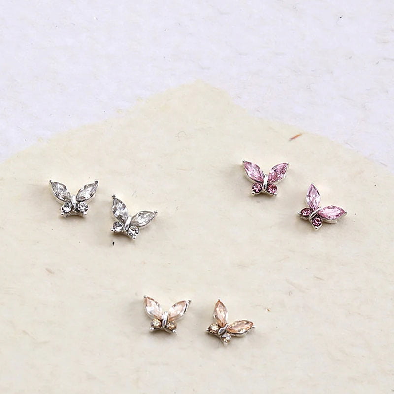 10PCS 3D Mini Crystal Butterfly Nail Art Charms Jewelry Parts Accessories Luxury Alloy Nails Decoration Rhinestones Supplies Peaceful Pleasures Health and Wellness