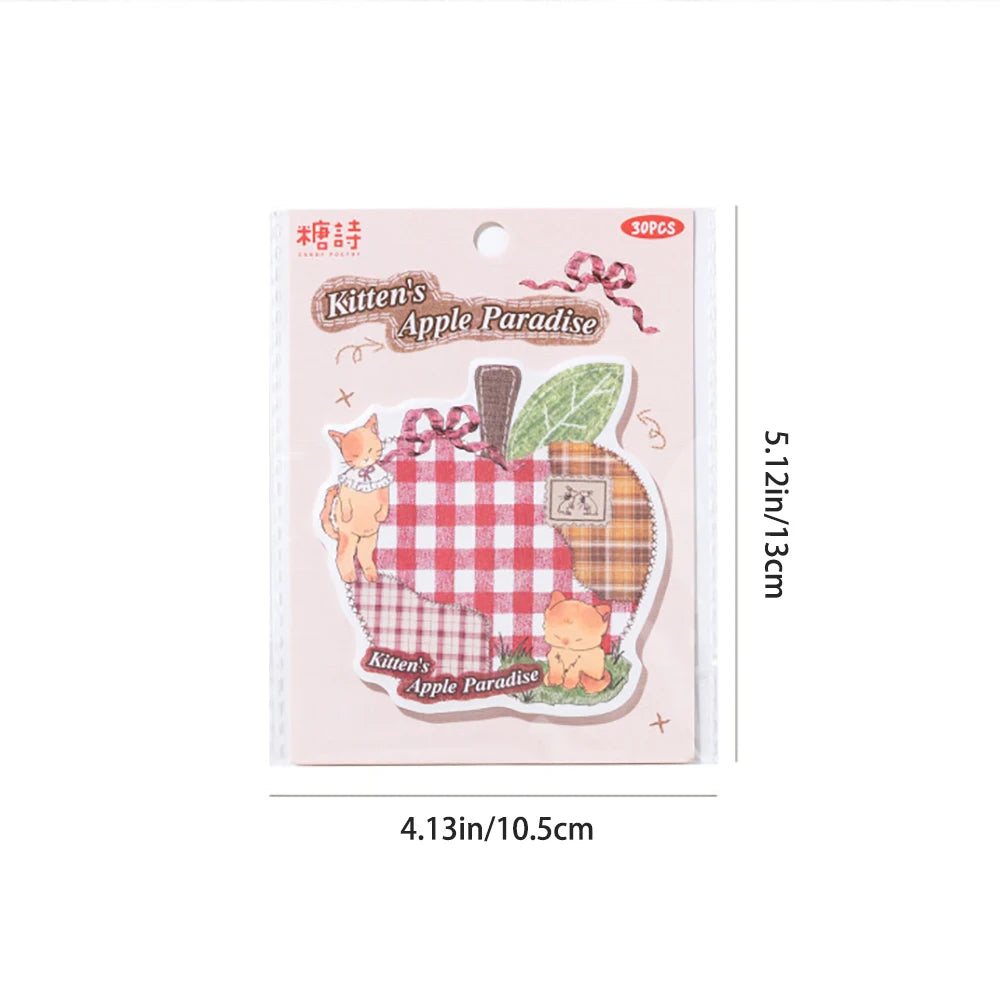 30 Retro Colored Patchwork Student Memo Message Paper Sticky Notes