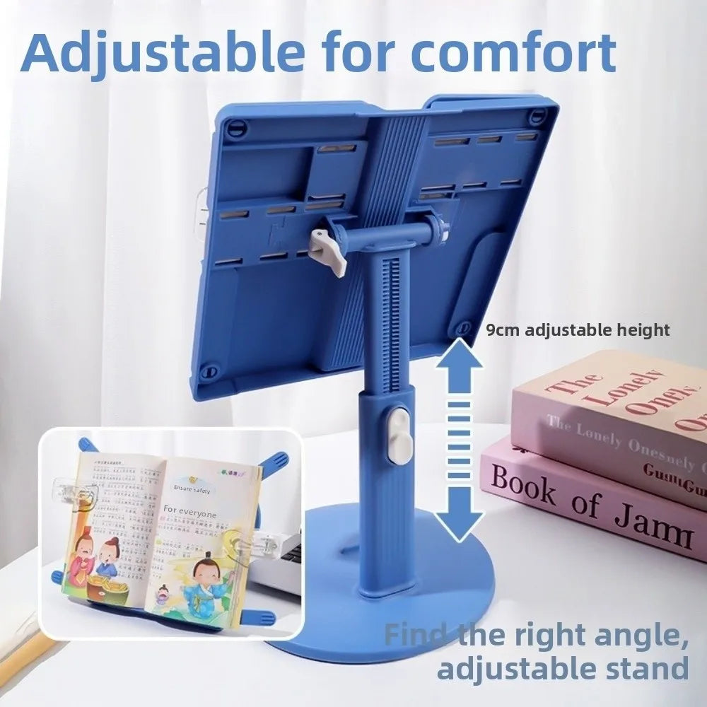 Height Adjustable Lifting Reading Bookshelf with Page Clip Non-Slip Base Tablet Books Holder Multifunctional Folding Peaceful Pleasures Health and Wellness