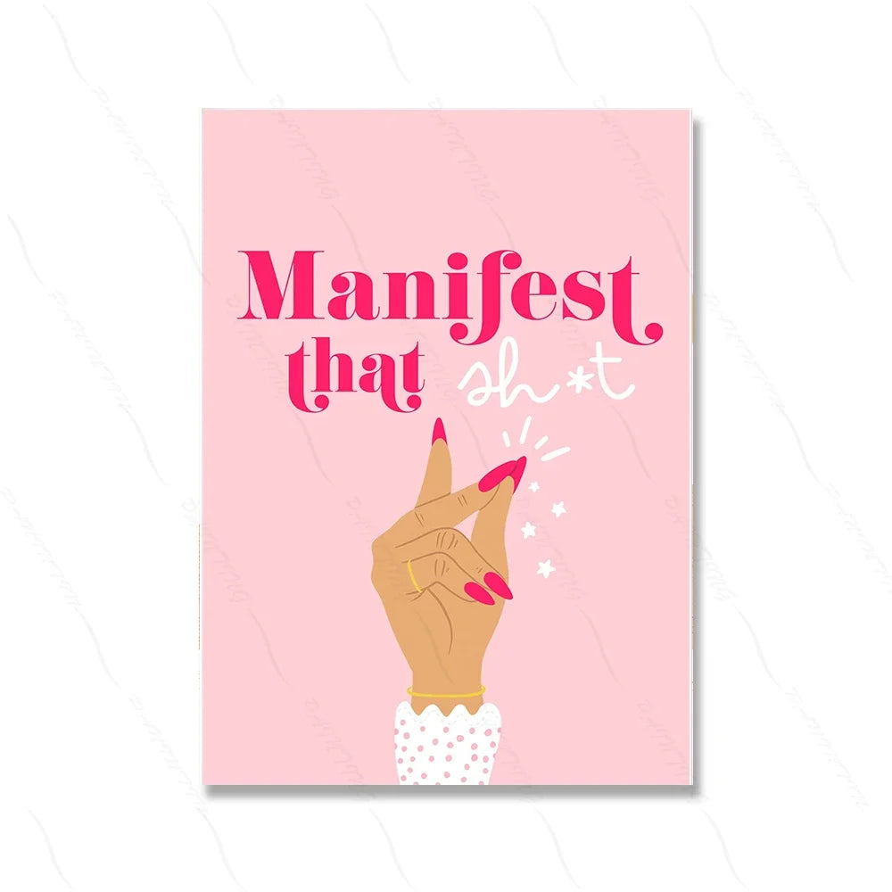 Scandinavian Minimalist Pink Canvas Wall Art | Girl Bedroom Print