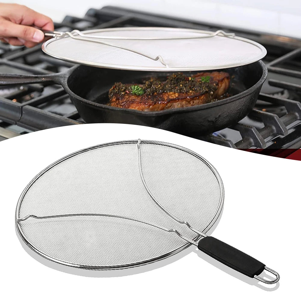 Stainless Steel Splatter Screen | Fine Mesh Oil Splash Guard Splatter Screen Peaceful Pleasures Health and Wellness 13inch