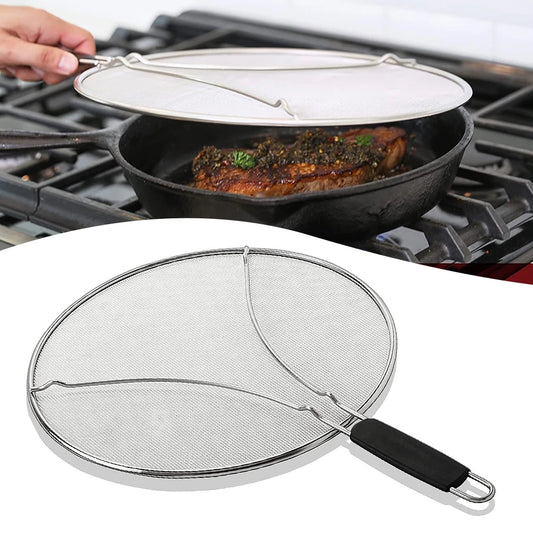 Stainless Steel Splatter Screen | Fine Mesh Oil Splash Guard Splatter Screen Peaceful Pleasures Health and Wellness 13inch