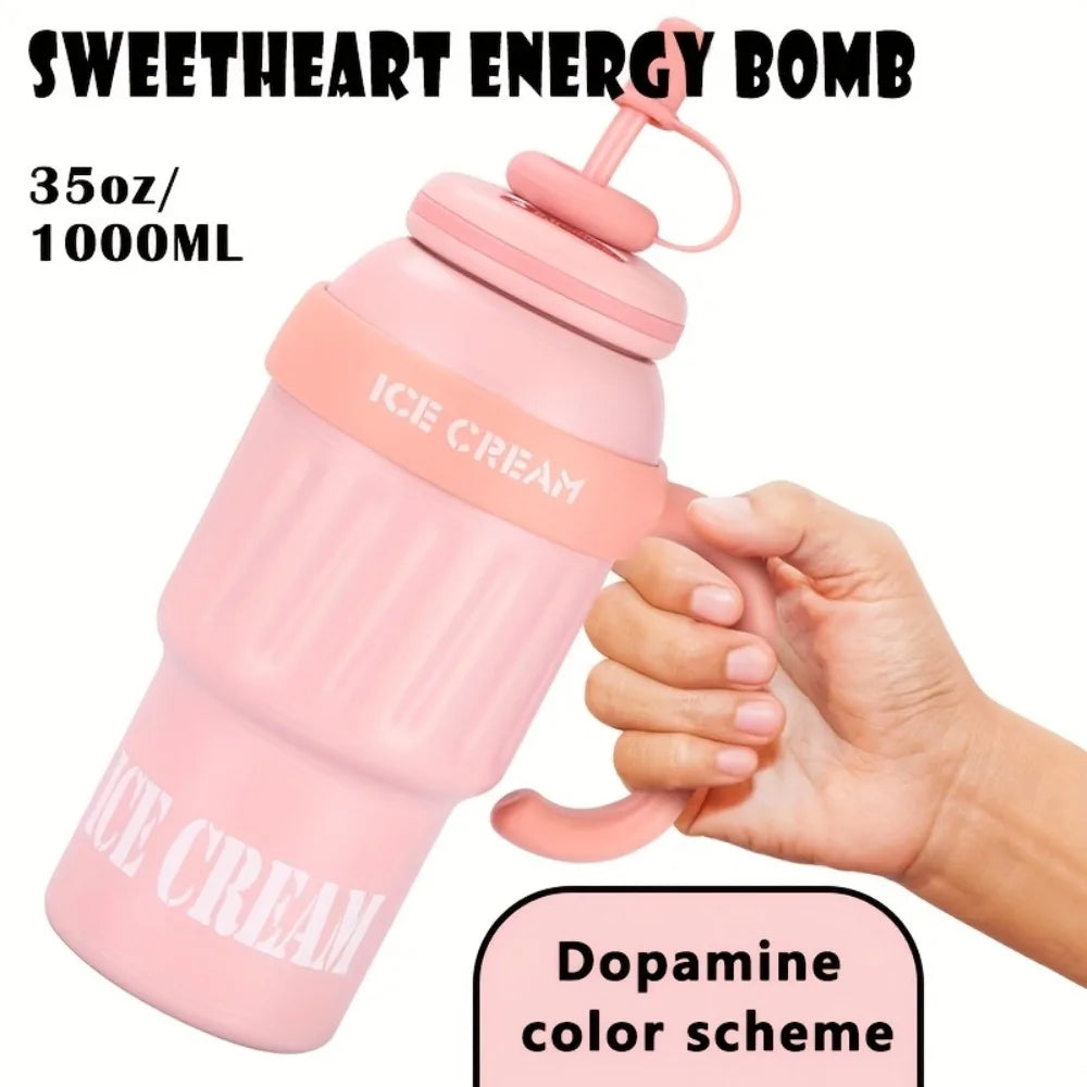 32oz Insulated Stainless Steel Water Bottle with Straw & Handle