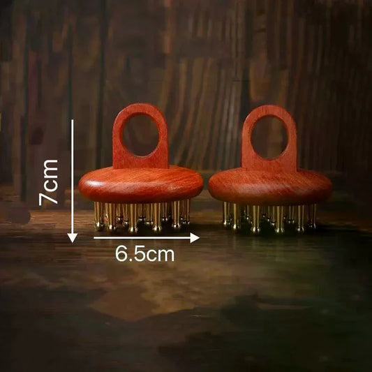 Head Meridians Massage Comb Copper Sandalwood Meridians Fine Tooth Comb Needling Guasha Scalp Massage Brush Relax Body Massager Peaceful Pleasures Health and Wellness Default Title