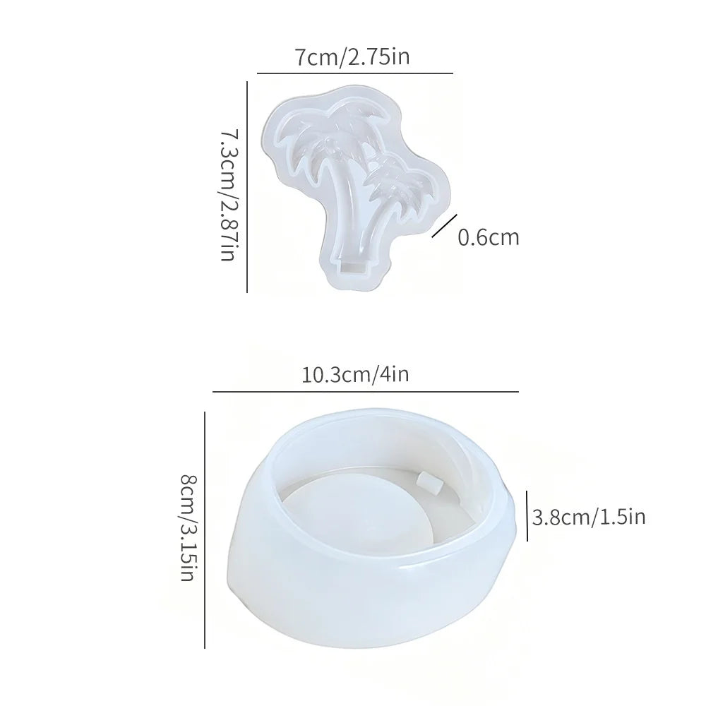 Palm Tree Coconut Bowl Silicone Mold | DIY Resin Cement Candle