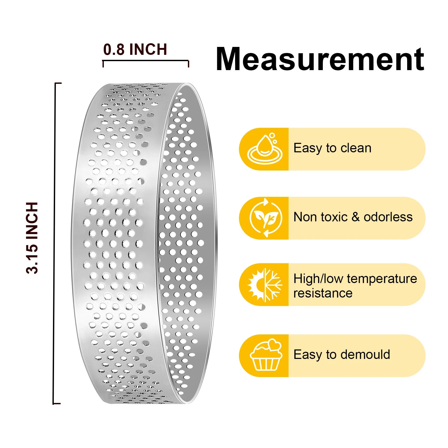 A36T-12 Pack Stainless Steel Tart Rings 3 In,Perforated Cake Mousse Ring,Cake Ring Mold,Round Cake Baking Tools Peaceful Pleasures Health and Wellness