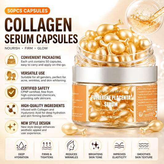 50-Pc Collagen & Hyaluronic Acid Face Serum Capsules Face Serum Capsules Peaceful Pleasures Health and Wellness