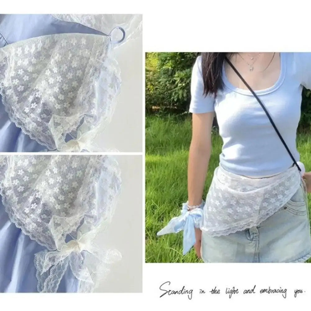 French Retro Lace Triangle Scarf – Hair Bandana & Waistband