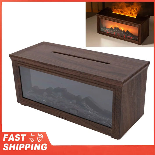 Water Tank Wood Grain Fireplace Aromatherapy Diffuser Simulation Peaceful Pleasures Health and Wellness