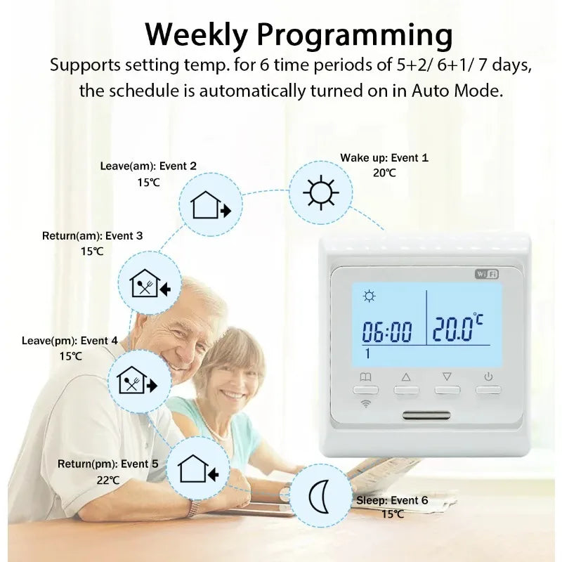 2024 New WiFi Programmable Thermostat Hot Floor 220V 16A Electric Home Floor Heating Temperature Controller APP Remote Control Peaceful Pleasures Health and Wellness