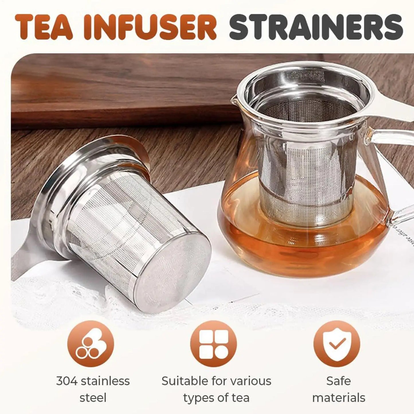 Stainless Steel Tea Strainer Basket – Reusable Mesh Infuser
