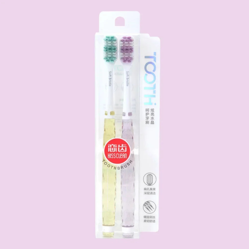 Soft Bristles Crystal Toothbrush for Adult Oral Cleaning and Gum Care, 2PCS, Wholesale Peaceful Pleasures Health and Wellness