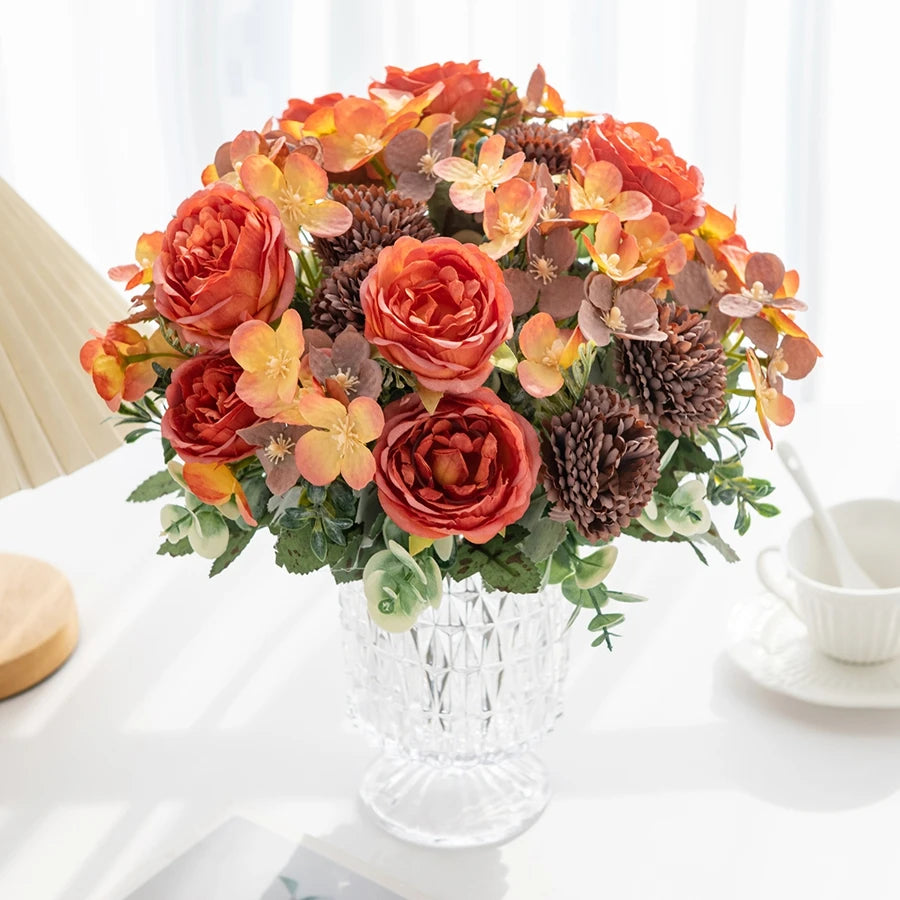 Silk Peony & Chrysanthemum Artificial Flowers – Wedding & Home