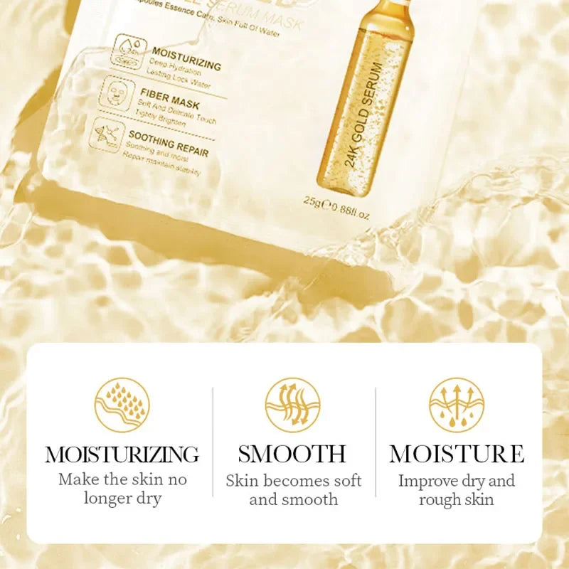 Sadoer 24K Gold Vitamin C & Hyaluronic Acid Face Mask 10-Pc