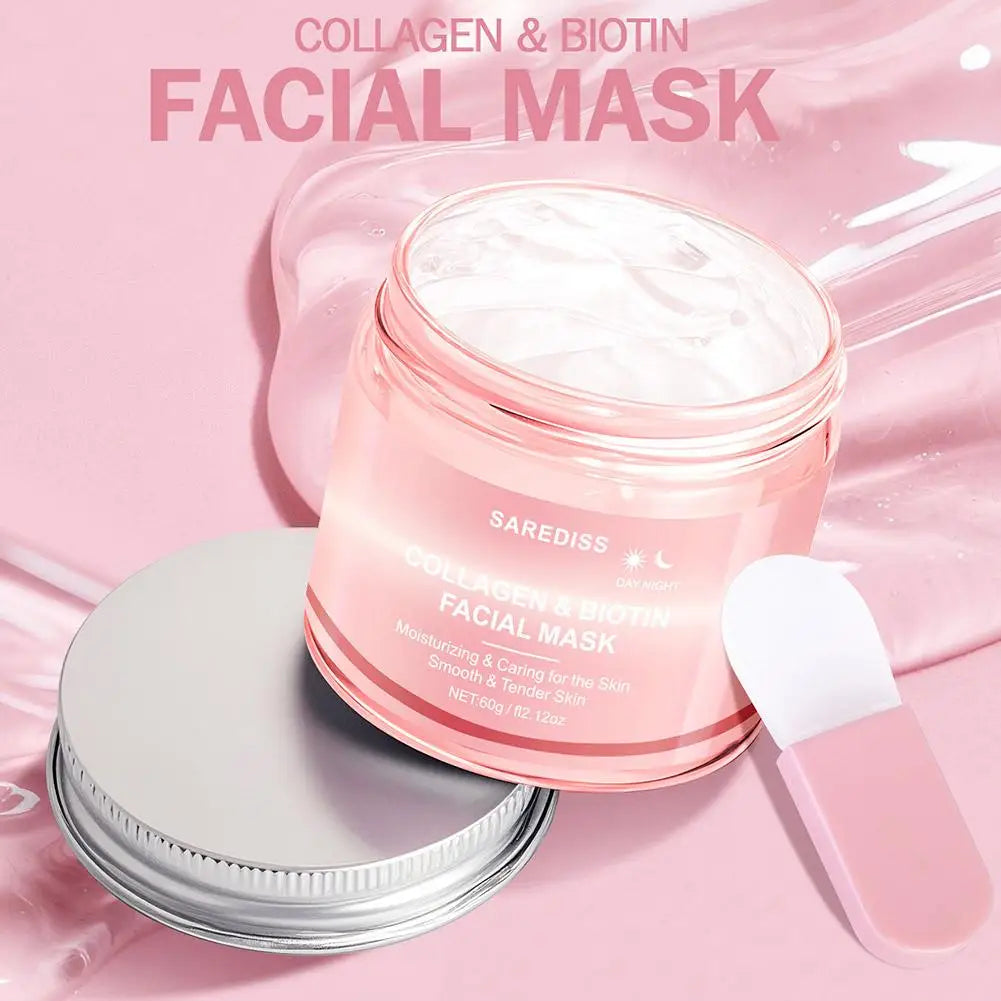 Collagen Overnight Wrapping Peel Off Facial Mask 60g Collagen Night Wrapping Mask Deeply Hydrates Night Care Mask Cream Peaceful Pleasures Health and Wellness