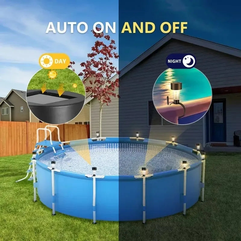 Solar Pool Lights Waterproof LED Fence & Ground Lamp Set