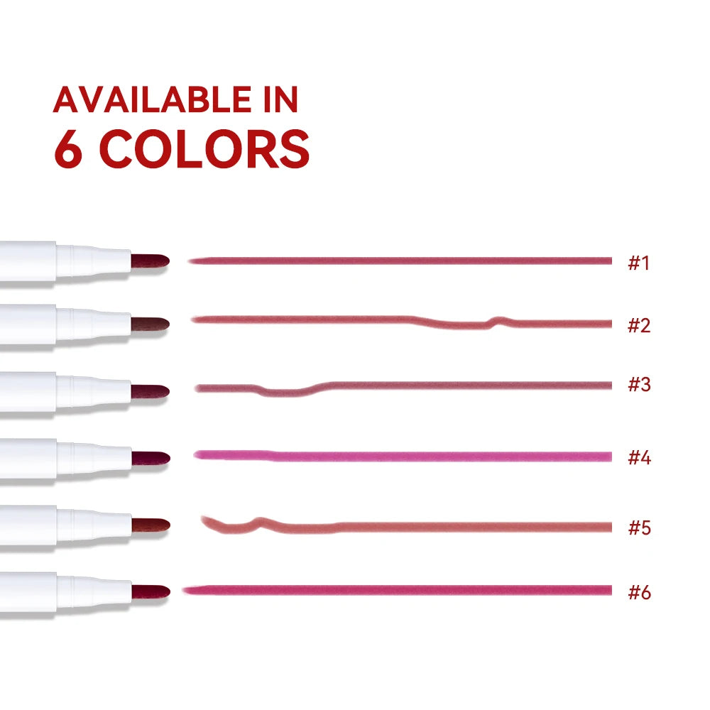 6Colors Lip Stain Pencil Liquid Lip Liner Waterproof Plumping Lip Tint Natural Matte Nude Brown Long Lasting Beauty Makeup Pen Peaceful Pleasures Health and Wellness