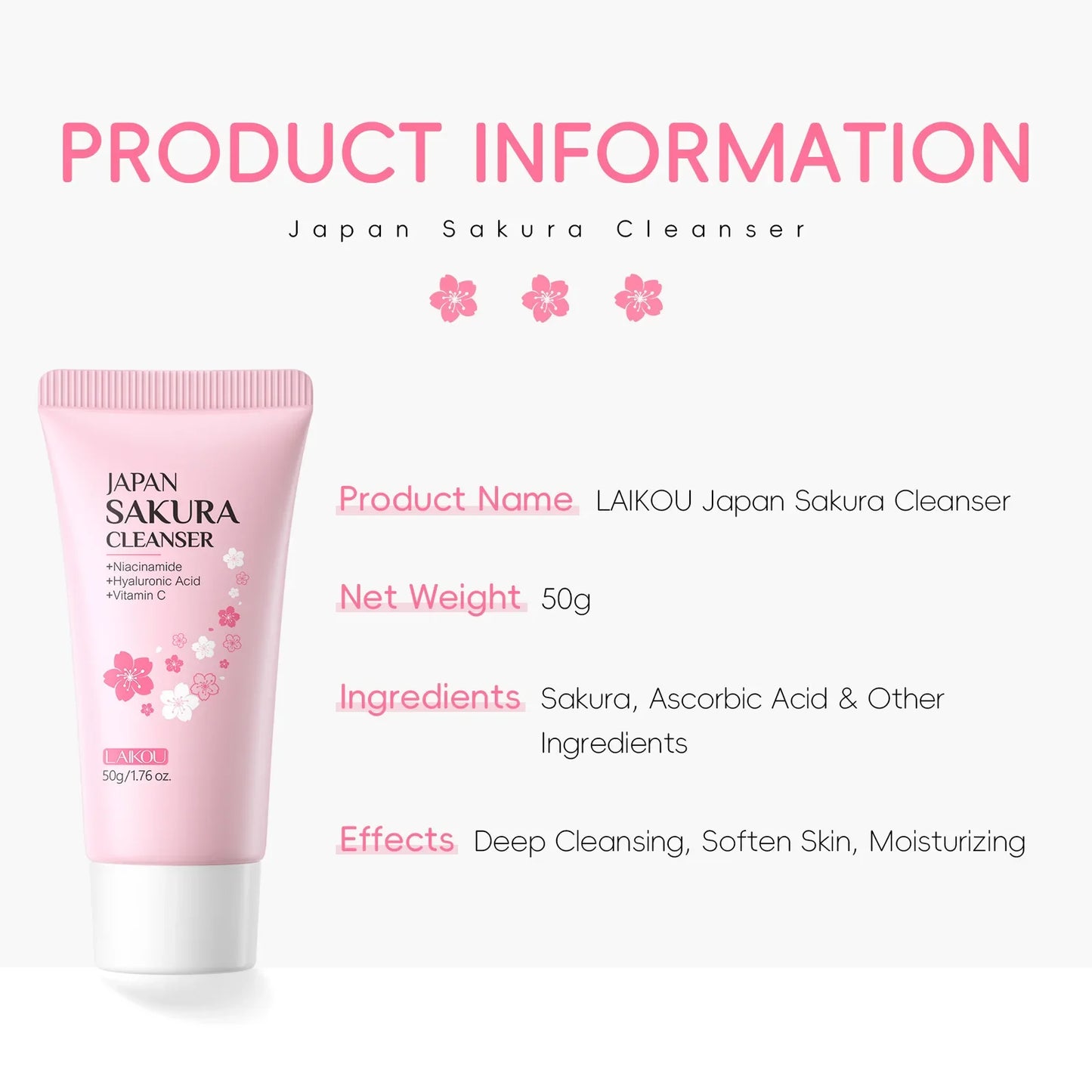 LAIKOU Sakura Facial Cleanser – Deep Cleanse & Brighten Peaceful Pleasures Health and Wellness