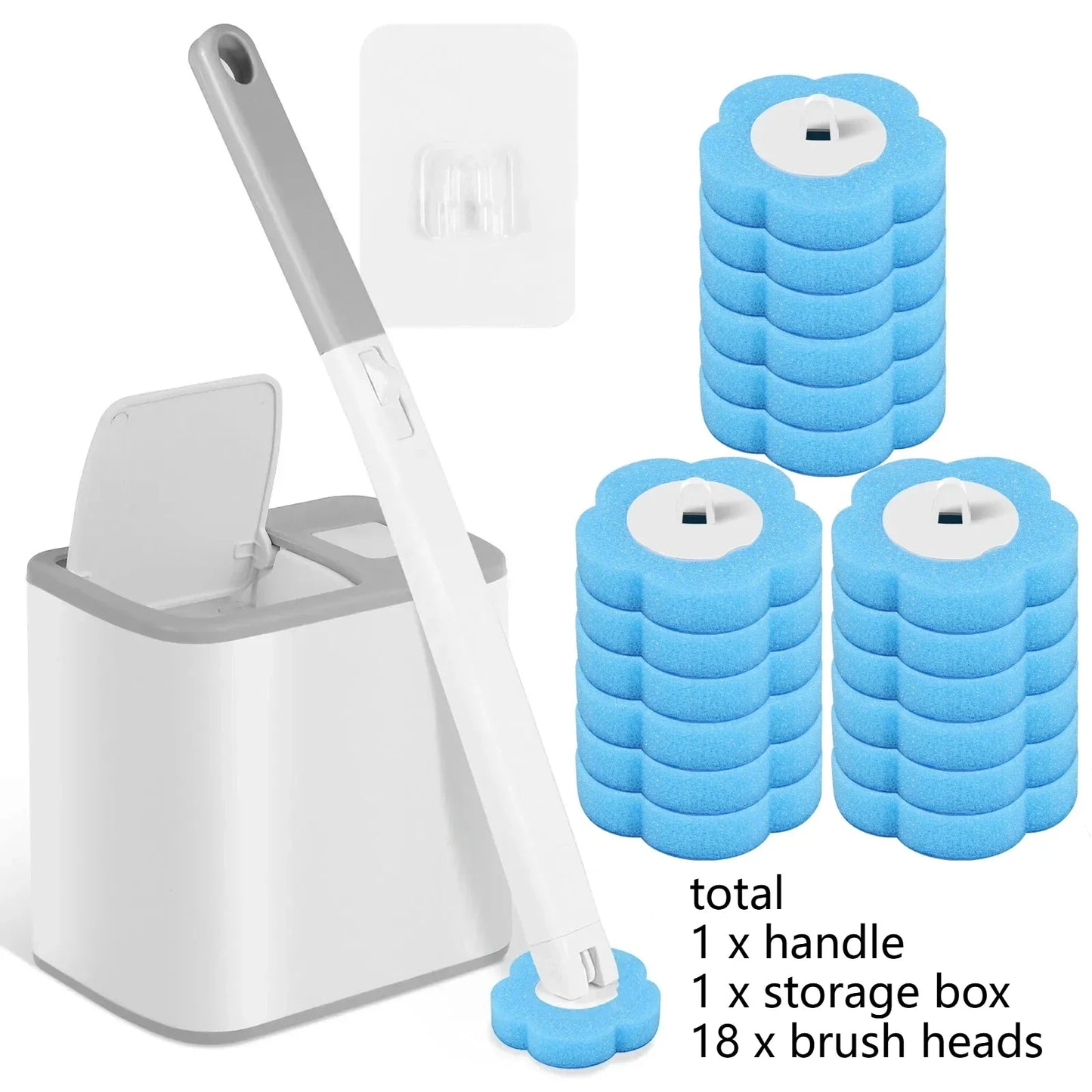 Wall-Mounted Disposable Toilet Brush Set | Extended Handle