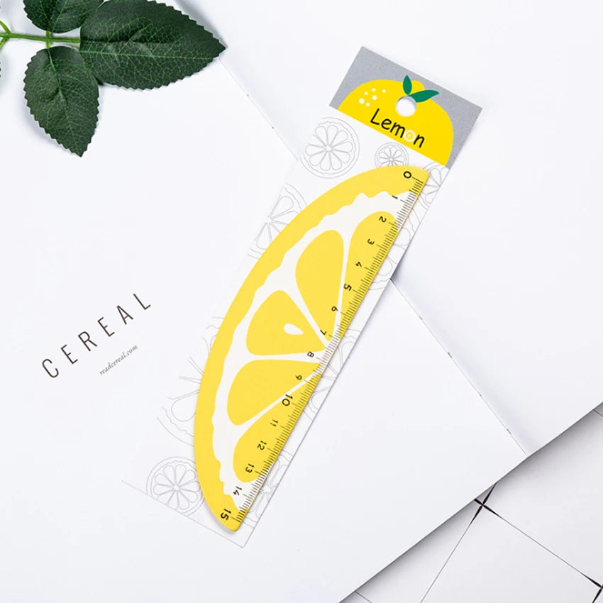 Kawaii Fruit Wooden Ruler 15cm – Cute Cartoon Stationery Gift