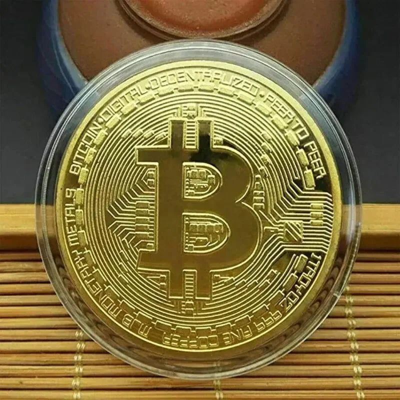 Gold Plated Bitcoin Commemorative Coin | Collectible Gift