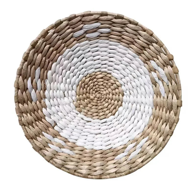 Boho Hand Woven Rattan Wall Basket | Farmhouse Decor