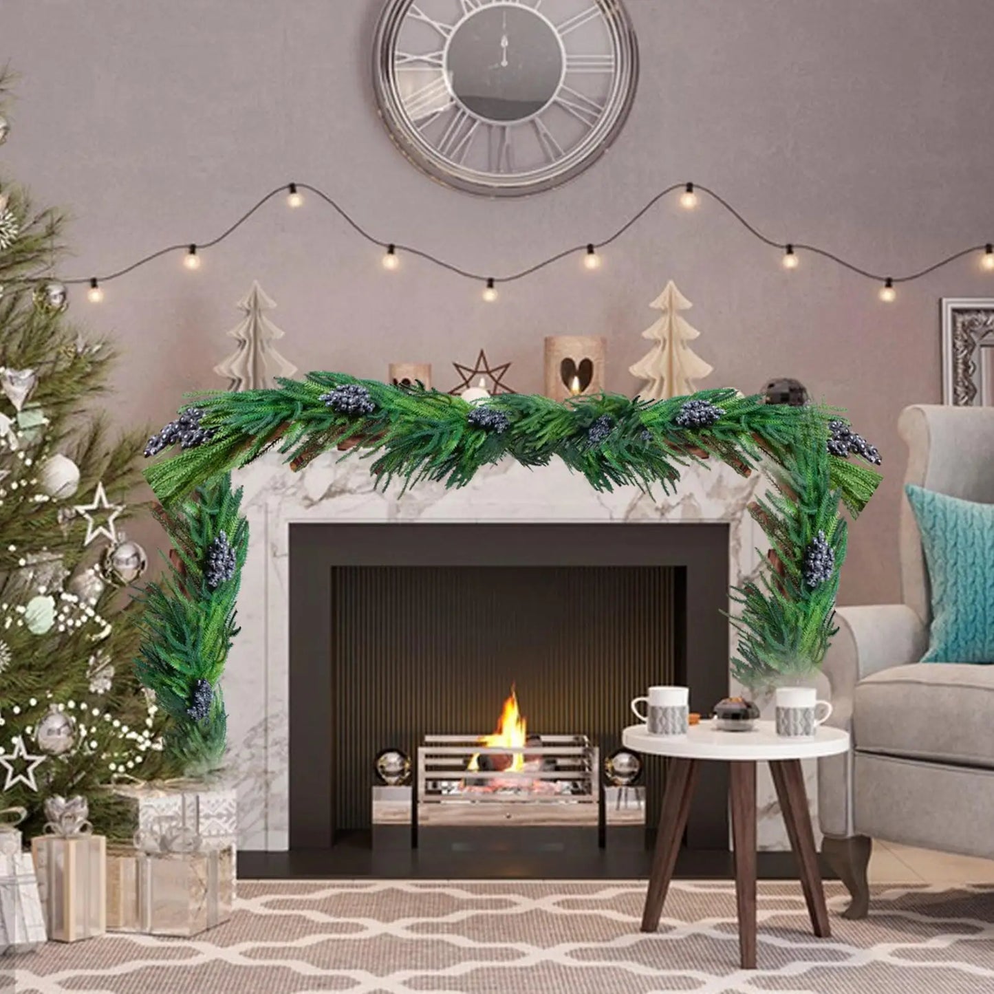 Artificial Pine Christmas Garland 70.8" with Berries | Holiday