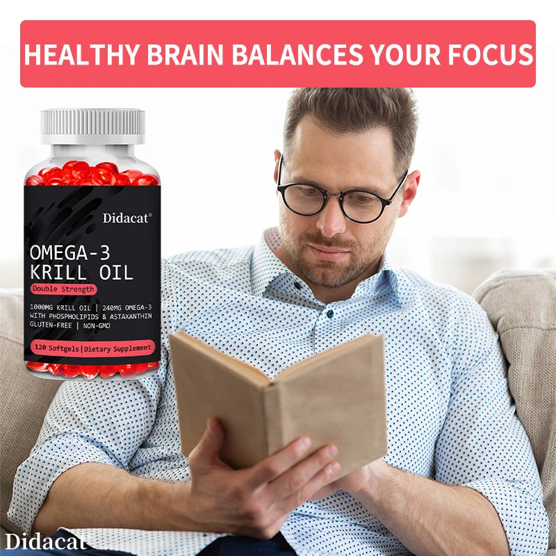 Krill Oil 1000mg Capsules – Astaxanthin, Omega-3 EPA & DHA
