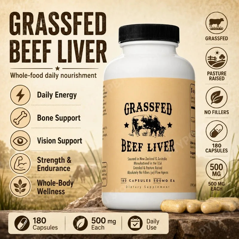 Grass Fed Beef Liver Capsules 180ct | 3000mg Per Serving