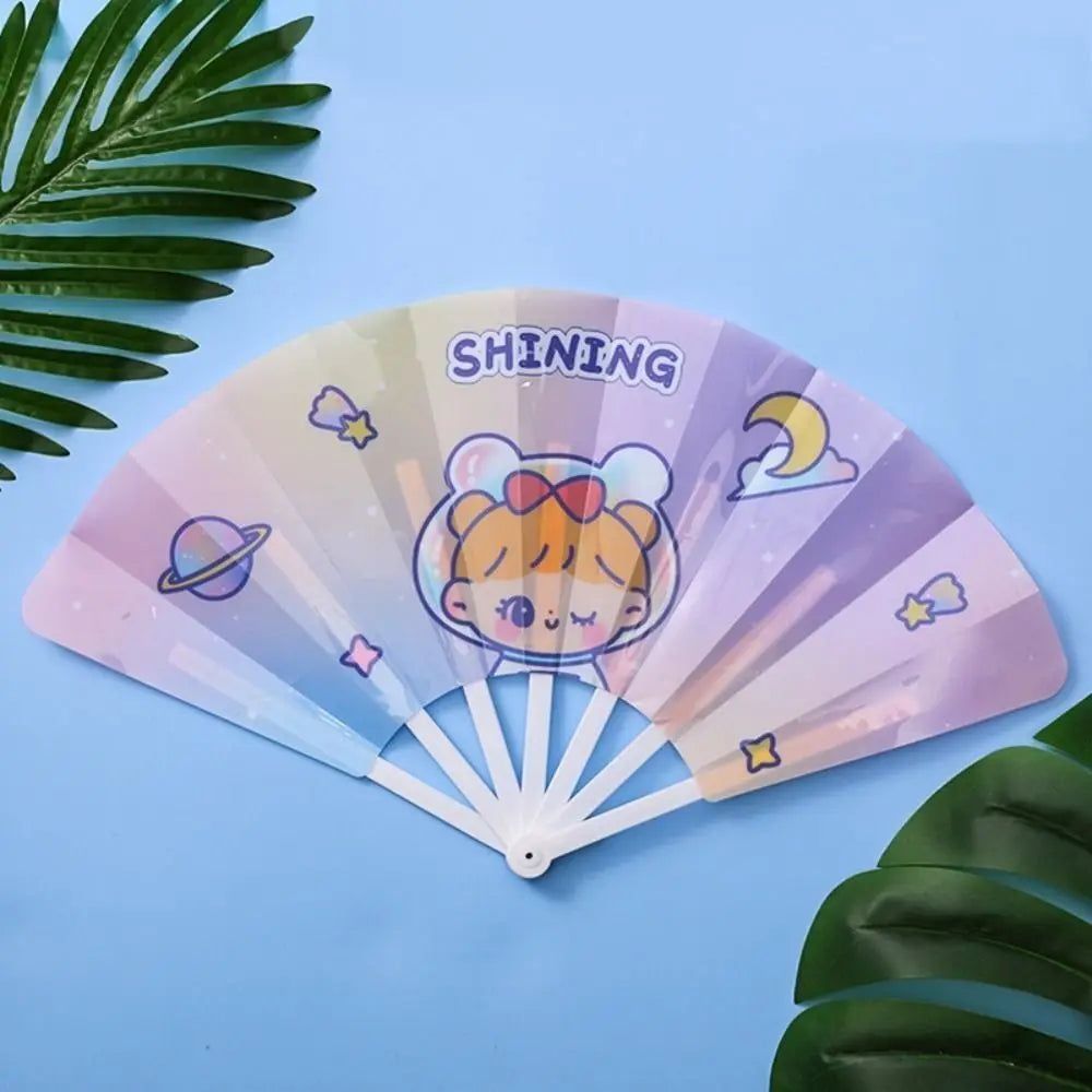 Portable Cartoon Folding 7-fold Fan Gifts PP Hand Held Fan Home Decoration Plastic Cartoon Folding Fan Peaceful Pleasures Health and Wellness 4