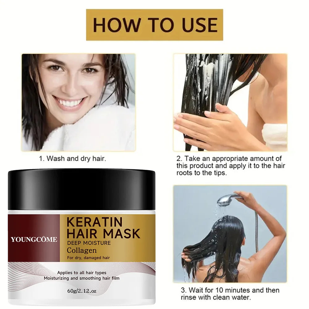 YOUNGCOME Collagen Keratin Hair Mask 30g/60g – All Hair Types Keratin Hair Mask Peaceful Pleasures Health and Wellness