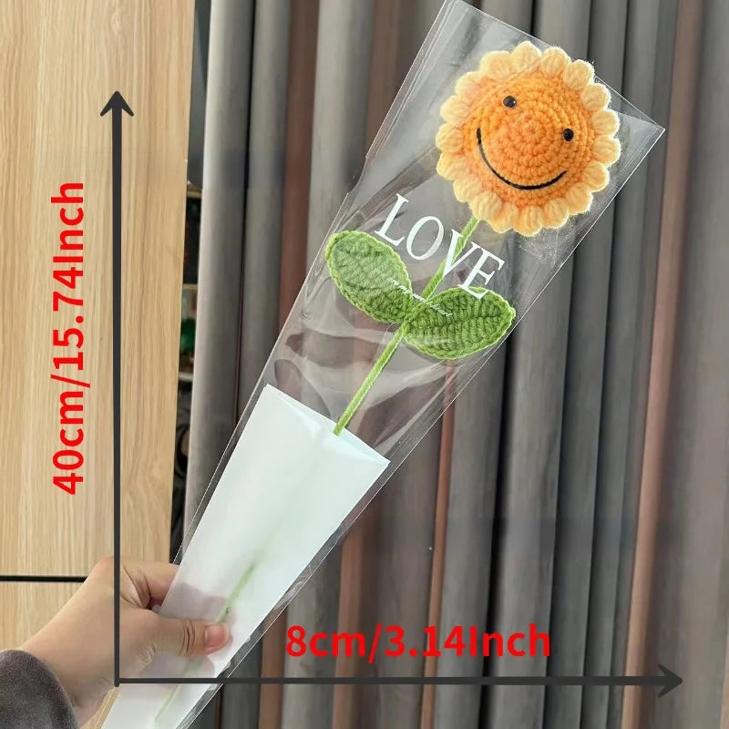 Handmade Crochet Sunflower Rose Bouquet | Wool Knitted Flowers