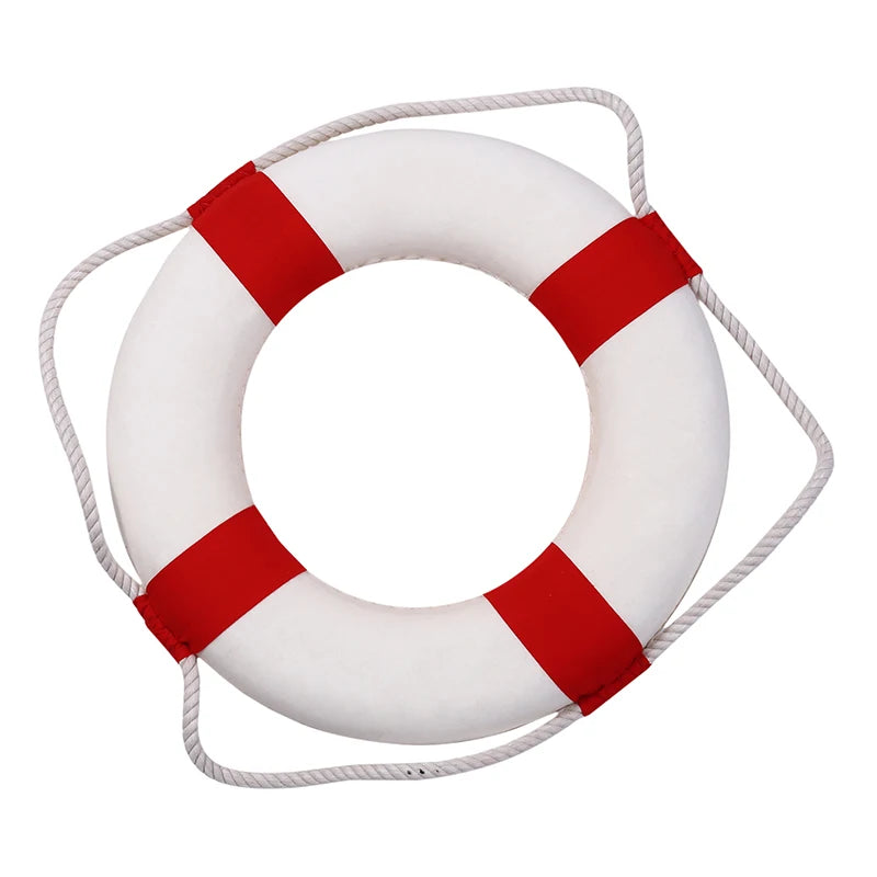 Mediterranean Style Hanging Lifebuoy Decoration Red Blue Creative Nautical Home Ornament for Living Room Wall Beach House Peaceful Pleasures Health and Wellness Red B