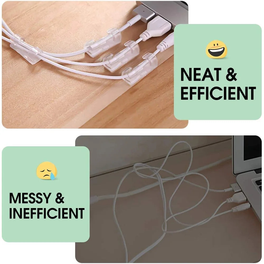Cable Management Organizer Clips – Desk Wire & Cord Holder