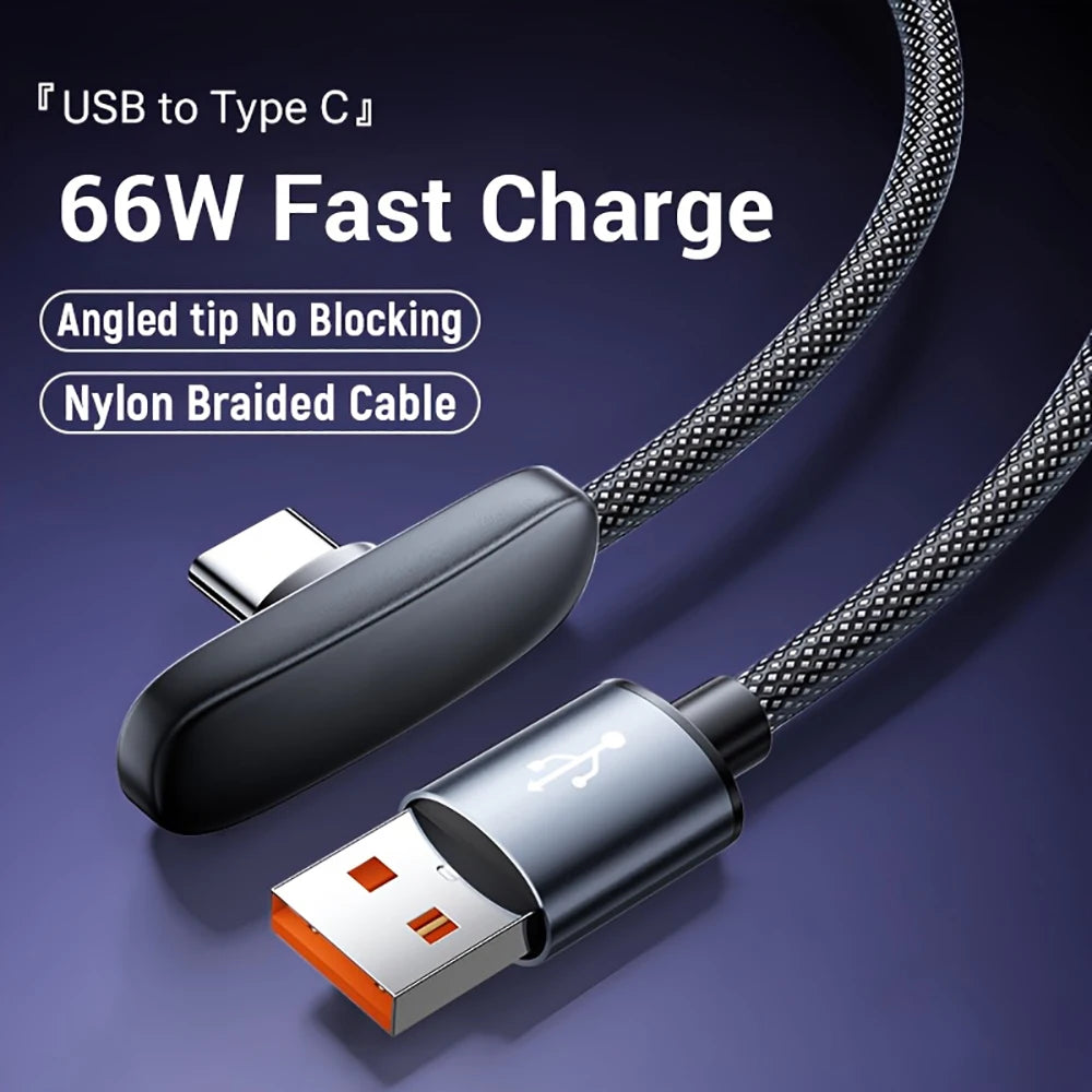 100W USB-C Fast Charging Cable 90° Braided | 1M 1.5M 2M