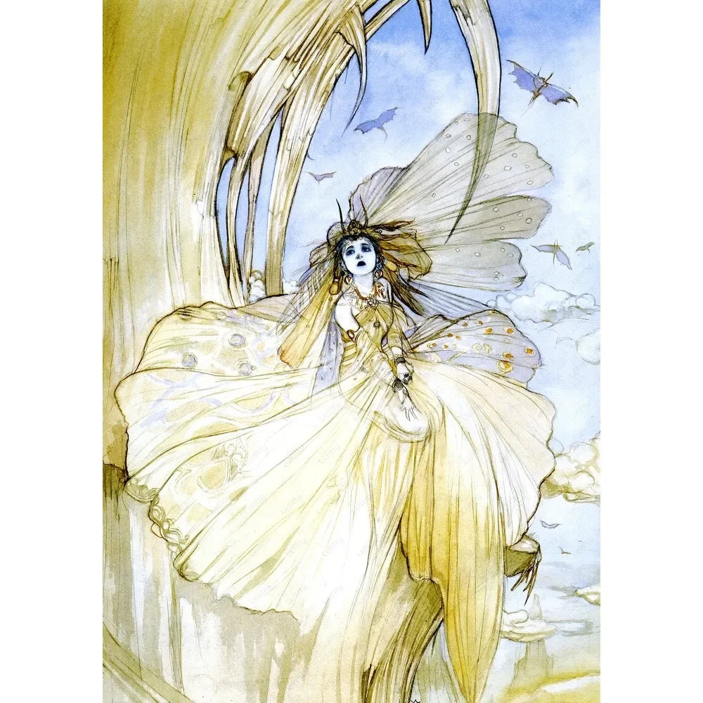 Yoshitaka Amano Final Fantasy Game Luxury Poster Waterproof Wall Art Printing Home Living Bed Room Bar Aesthetic Decor Peaceful Pleasures Health and Wellness