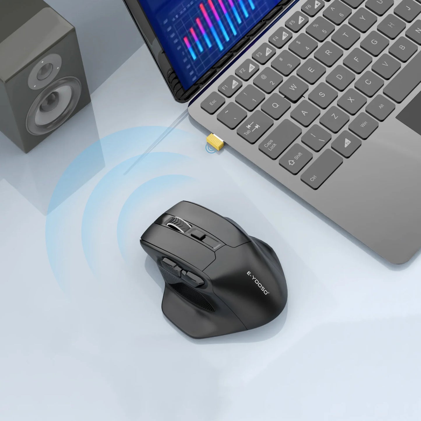 E-YOOSO X-31 2.4G Wireless Ergonomic Gaming Mouse, 4800 DPI Sweatproof & Slip-Resistant Large Optical Mouse for PC, Mac, Laptop Peaceful Pleasures Health and Wellness Black