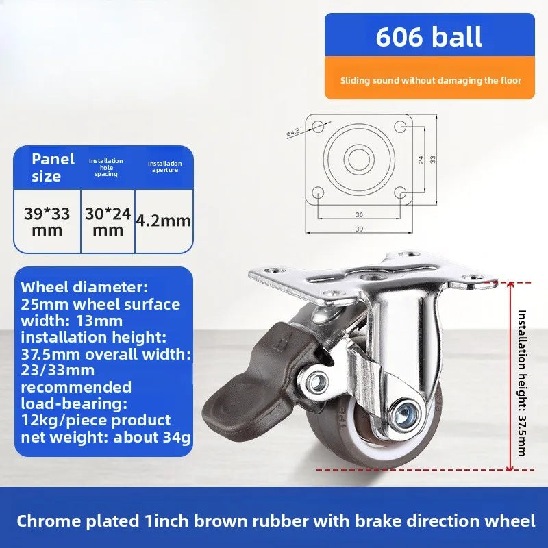 Soft Rubber Swivel Caster Wheels 1–2 Inch | Furniture & Trolleys