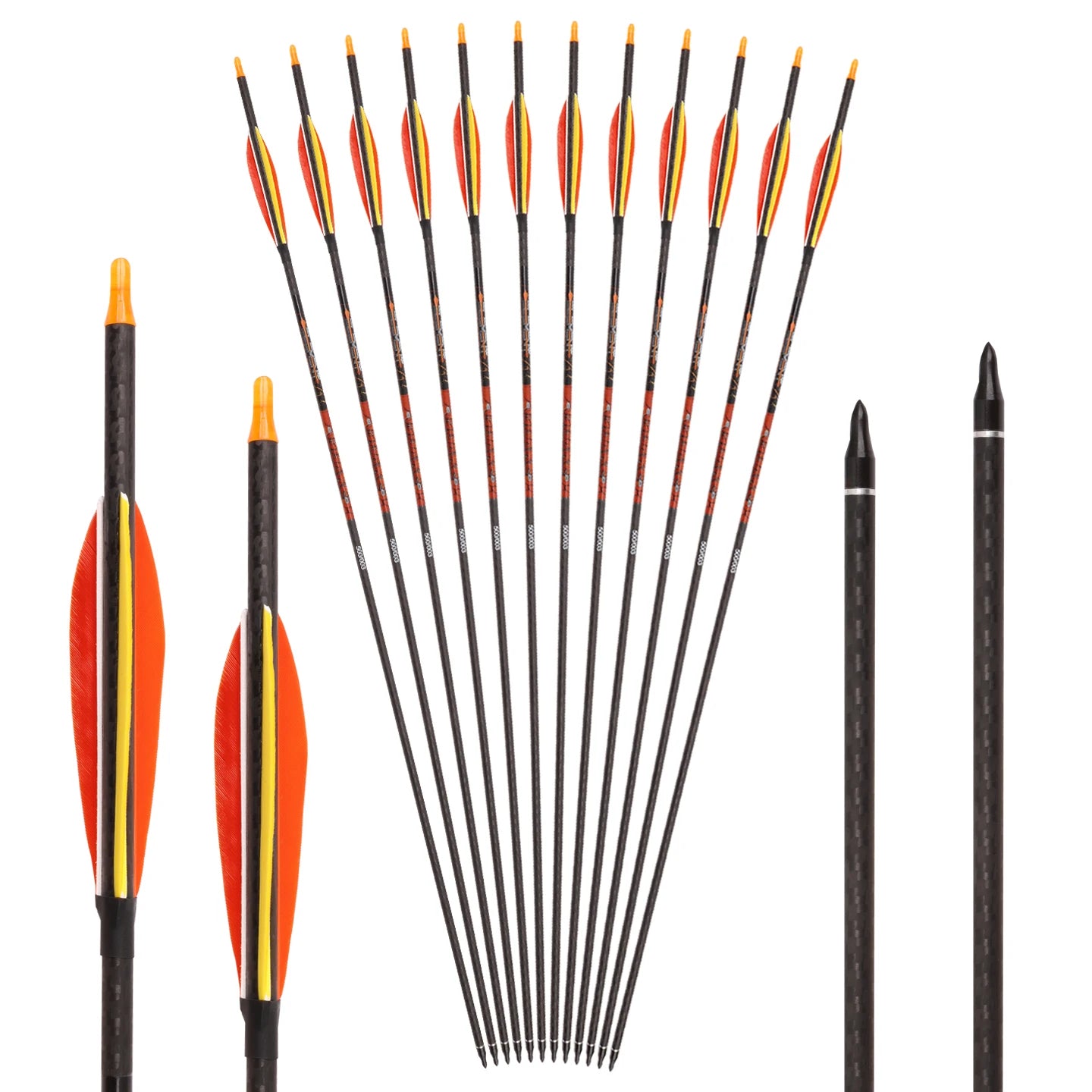 6 12 ID6 2 Archery Pure Carbon Arrow Spine 300 350 400 500 Shaft