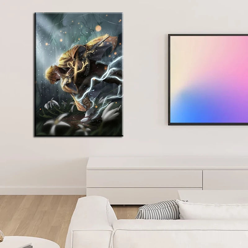 Demon Slayer Canvas Wall Art | Anime Drip Print Home Decor