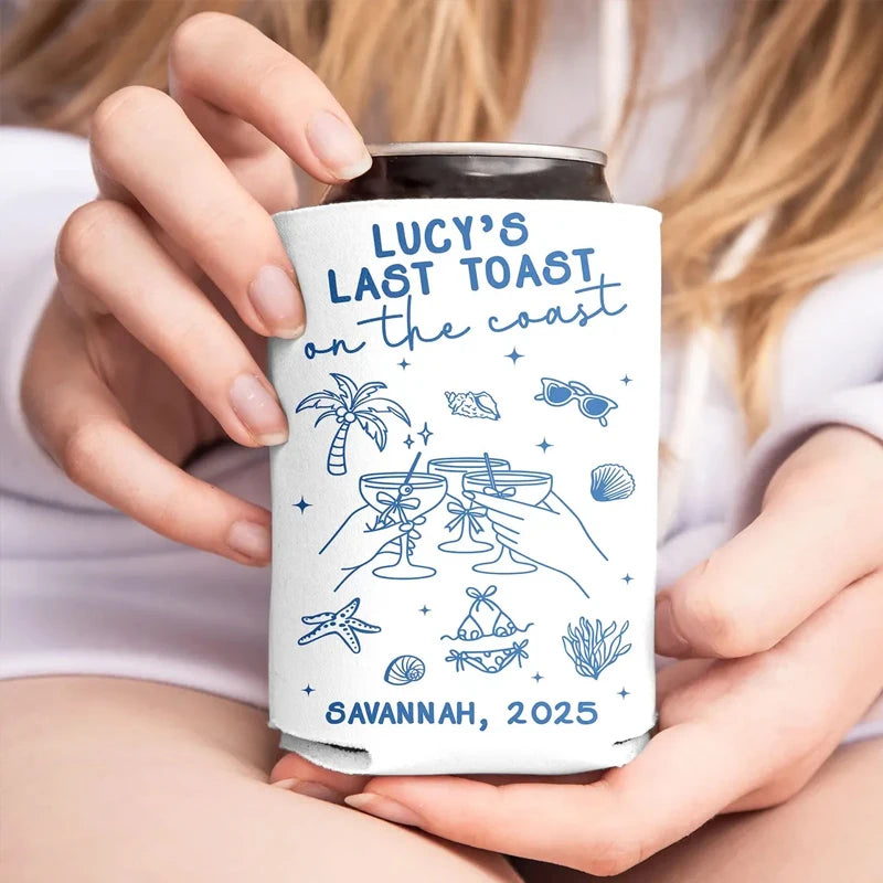 Last Toast on The Coast Bachelorette Can Coolers – 10pcs Bachelorette Party Favors Peaceful Pleasures Health and Wellness