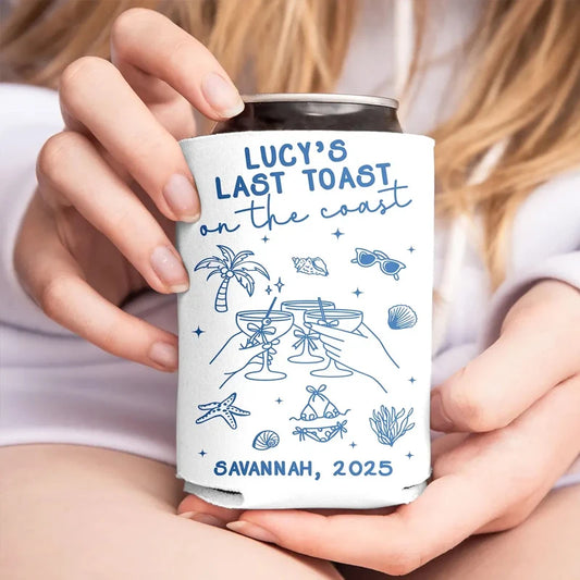 Last Toast on The Coast Bachelorette Can Coolers – 10pcs Bachelorette Party Favors Peaceful Pleasures Health and Wellness