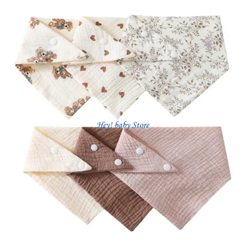 6-Pack Muslin Cotton Baby Bibs – Soft Drool & Feeding Bibs