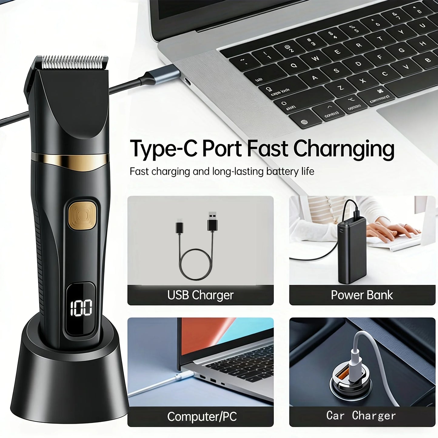 Men's 3-in-1 Beard, Nose & Eyebrow Trimmer | USB-C Charging