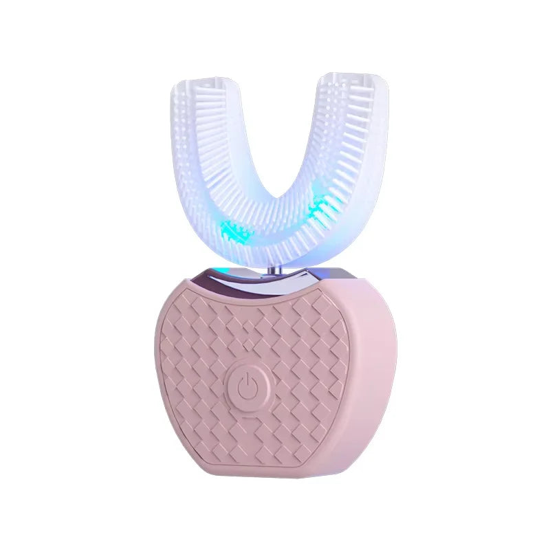 U-shaped electric toothbrush with ultrasonic oral cleaner, featuring soft bristles and an adult whitening tool Peaceful Pleasures Health and Wellness Pink