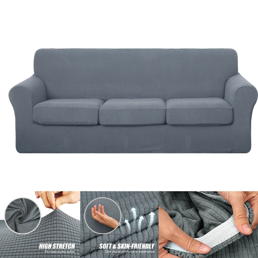 2/3/4/5 Piece Sofa Covers for 1/2/3/4 Cushion Couch Slipcover Soft Stretch Furniture Covers for Dogs Non Slip Sofa Protector Peaceful Pleasures Health and Wellness Light Grey For 2 Cushion Sofa