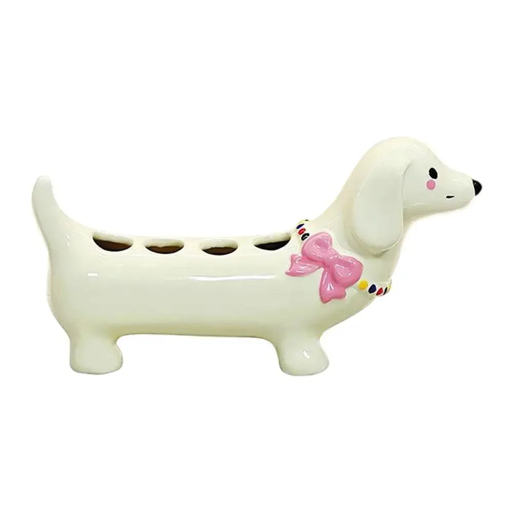 Dachshund Ceramic Toothbrush Holder Storage Rack Bathroom Sink Washstand Toothbrush Base Bathroom Decoration Peaceful Pleasures Health and Wellness 02