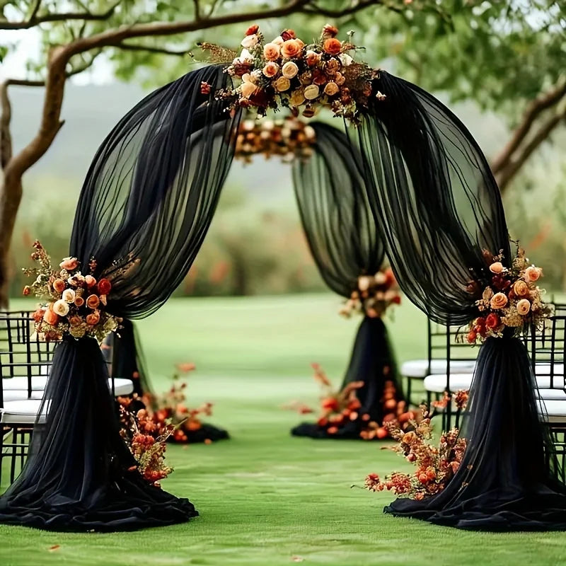 Black Tulle Draping Fabric 8M x2 – Wedding Arch & Party Decor